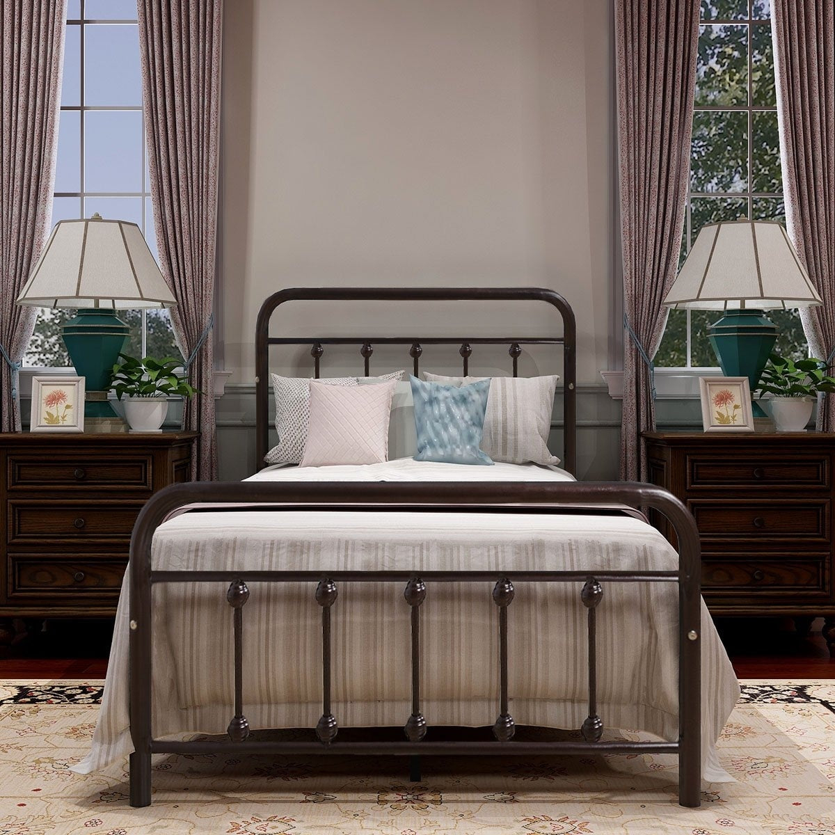 Alazyhome, semplice struttura per letto in metallo vintage, facile da montare